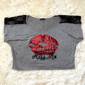 Body Central “Kiss Me” Lace Shoulder Crop Top